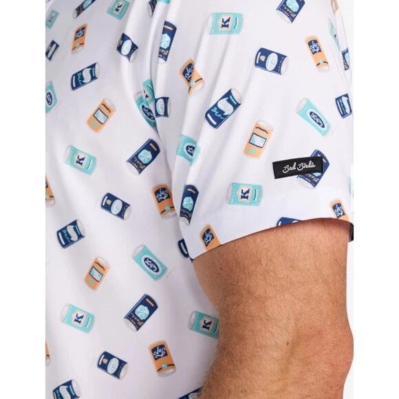 Bad Birdie Core Short Sleeve White Golf Polo “Crushable” Beer Can Men's Size XL - Picture 2 of 9